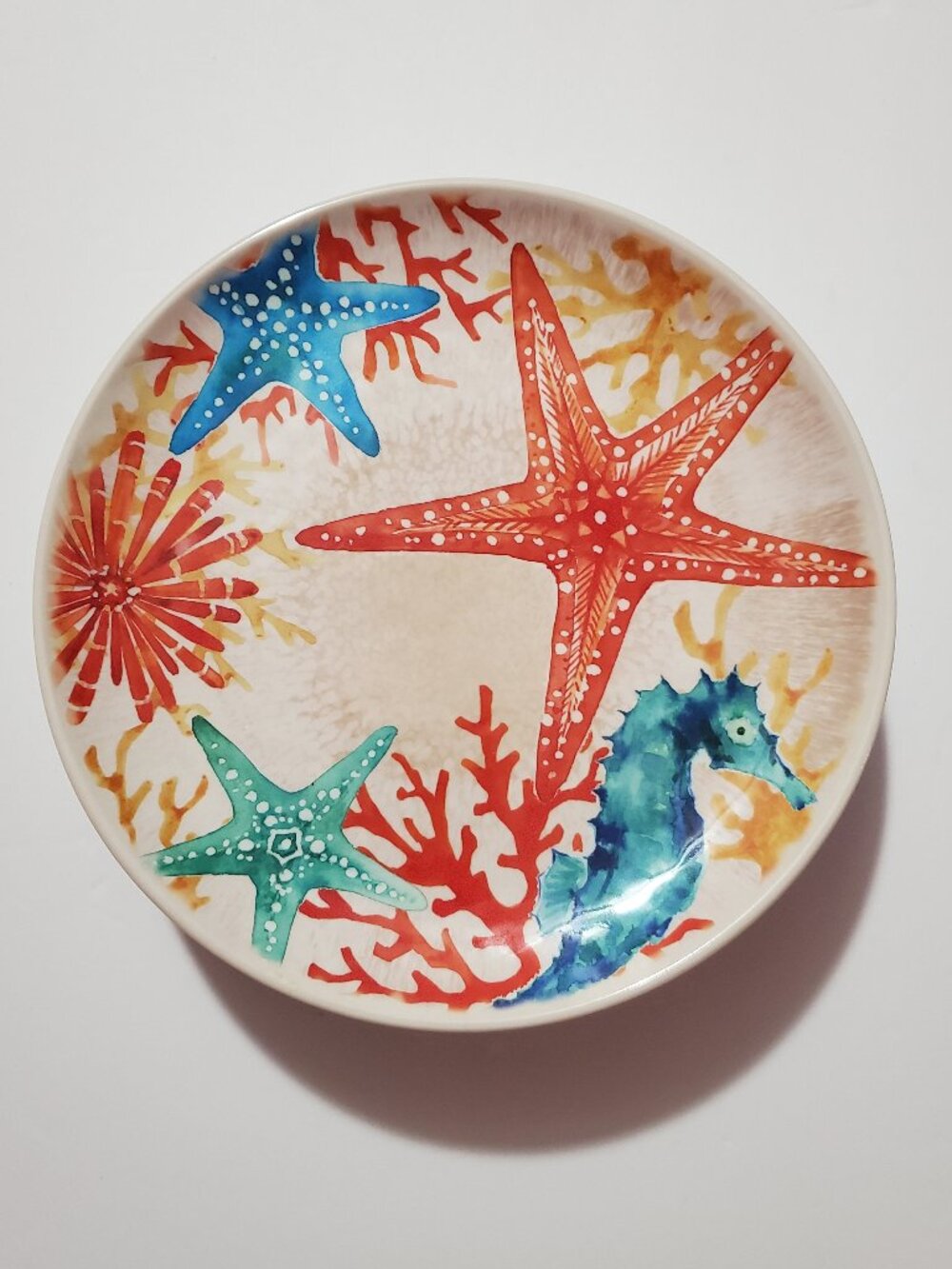 Seahorse Starfish Coral Melamine Set of 9 Plates